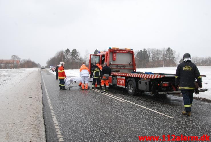 Bilen slog en kolbøtte. Juelsmindevej ved Assendrup. 19/03-2013. Kl. 14:09.