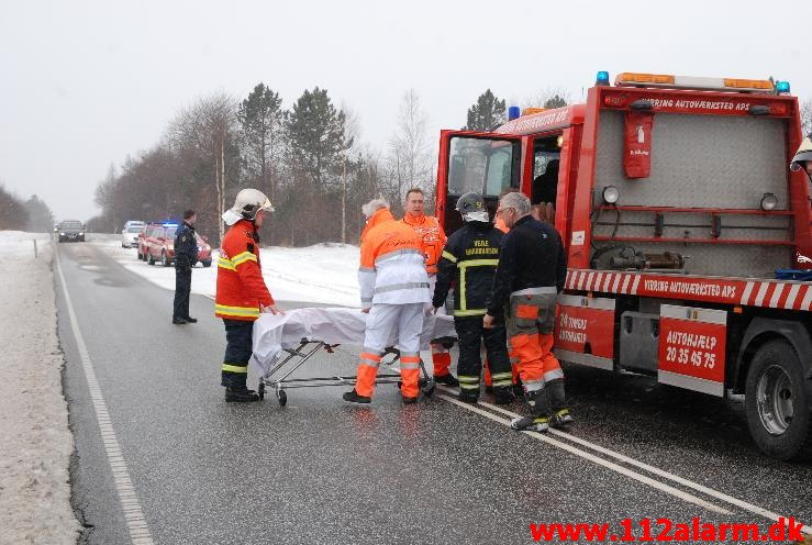 Bilen slog en kolbøtte. Juelsmindevej ved Assendrup. 19/03-2013. Kl. 14:09.