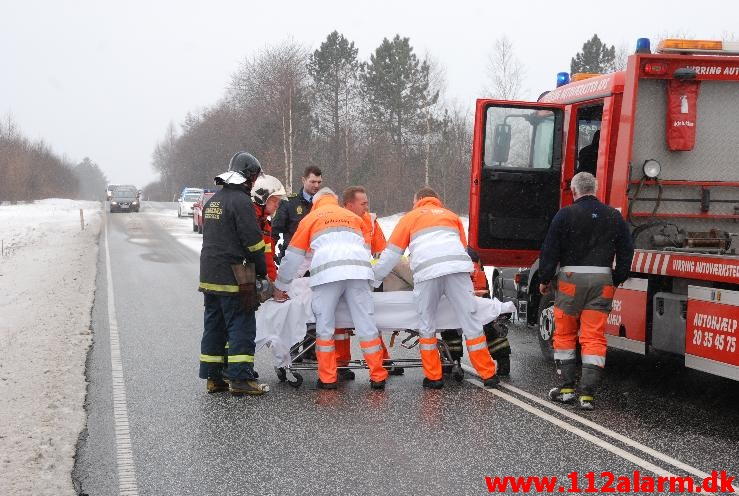 Bilen slog en kolbøtte. Juelsmindevej ved Assendrup. 19/03-2013. Kl. 14:09.