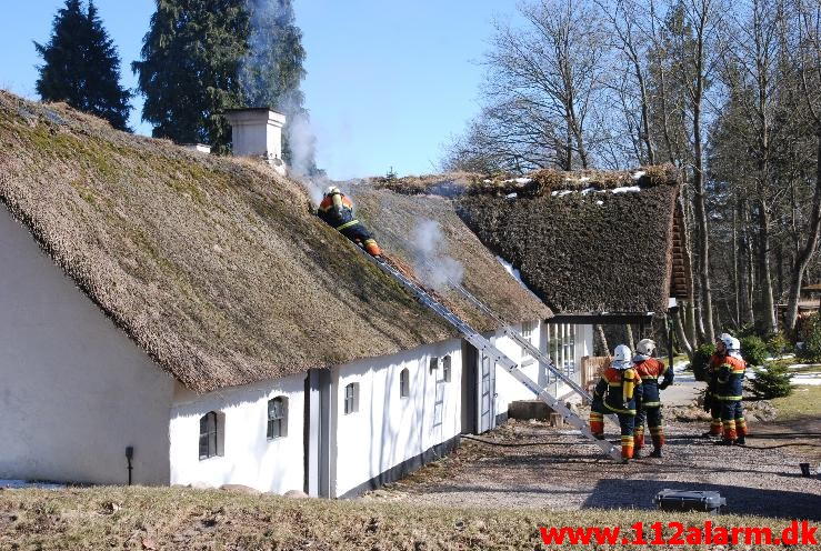 Gård brand. Hærvejen ved Randbøl. 02/04-2013. Kl. 14:49.