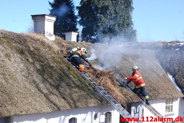 Gård brand. Hærvejen ved Randbøl. 02/04-2013. Kl. 14:49.