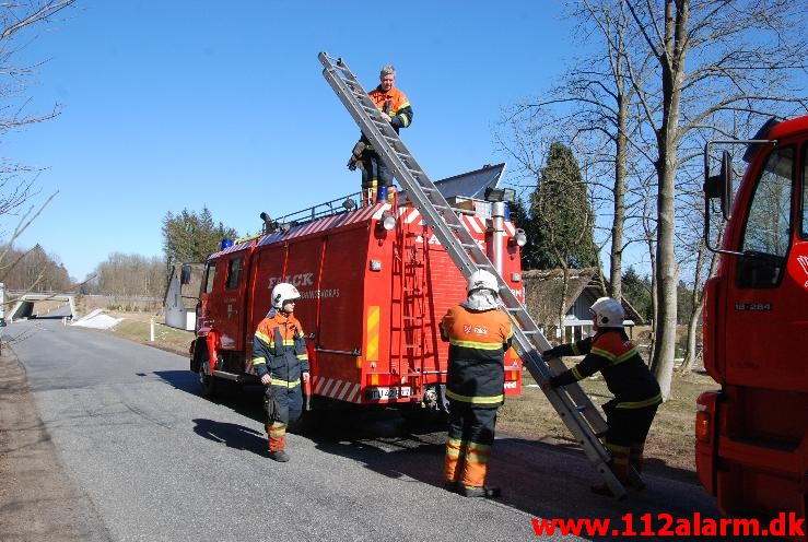 Gård brand. Hærvejen ved Randbøl. 02/04-2013. Kl. 14:49.