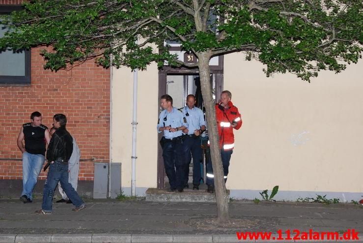 Brand i Køkkenet. Nyboesgade 31 i Vejle. 07/06-2013. Kl. 22:51.