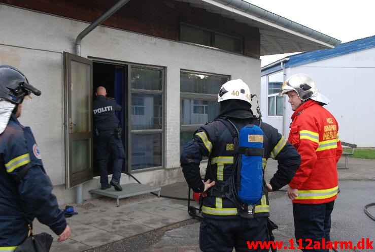 Brand på Petersmindeskolen. Petersmindevej 25 i Vejle. 23/06-2013. Kl. 06:12.