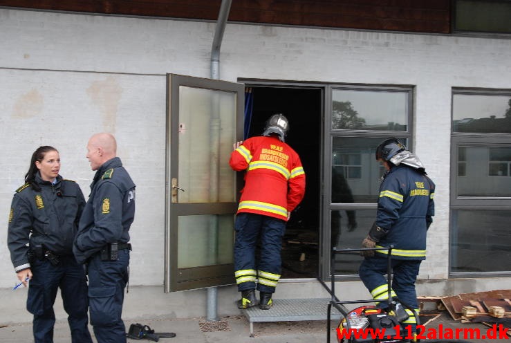 Brand på Petersmindeskolen. Petersmindevej 25 i Vejle. 23/06-2013. Kl. 06:12.