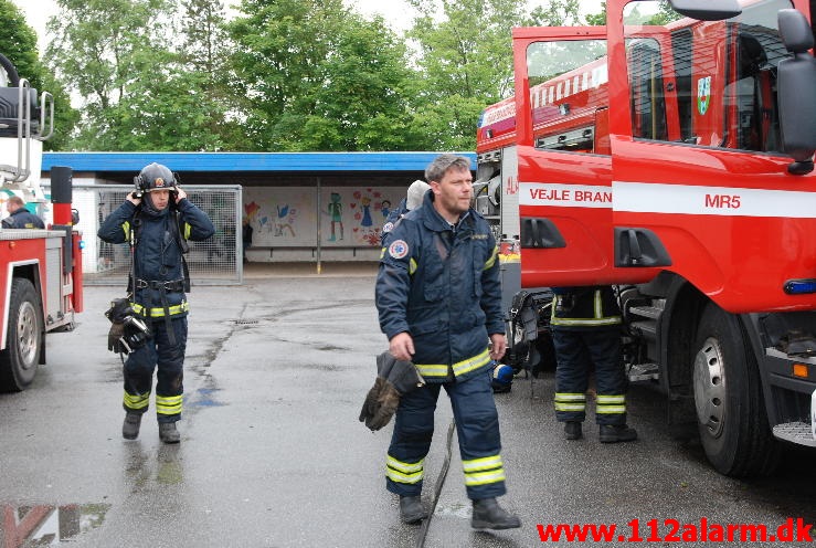 Brand på Petersmindeskolen. Petersmindevej 25 i Vejle. 23/06-2013. Kl. 06:12.