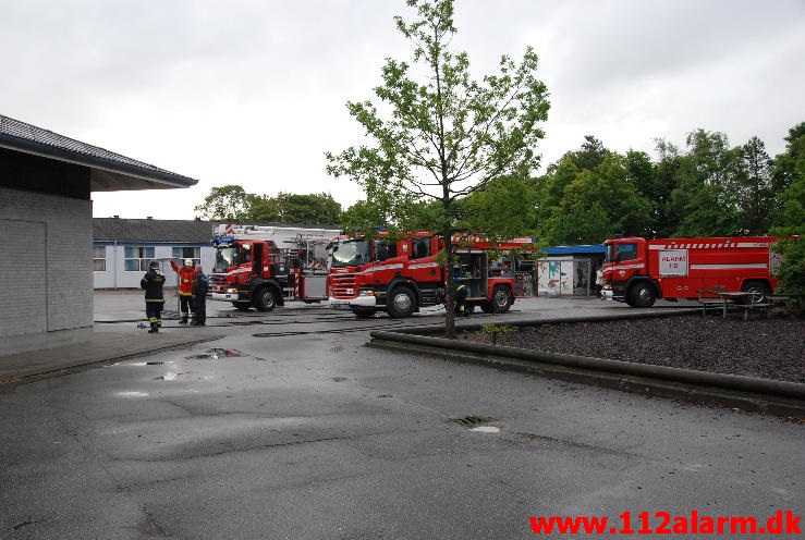 Brand på Petersmindeskolen. Petersmindevej 25 i Vejle. 23/06-2013. Kl. 06:12.