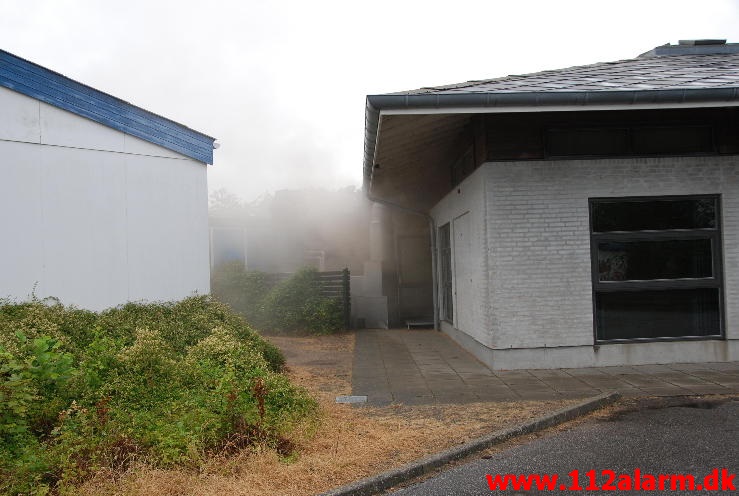 Brand på Petersmindeskolen. Petersmindevej 25 i Vejle. 23/06-2013. Kl. 06:12.