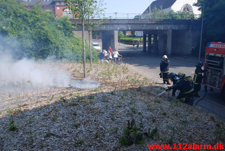 Mindre Brand i natur. Strandgade 3 i Vejle. 08/07-2013. Kl. 16:17.