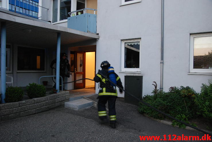 Brand i etageejendom. Skovgade 15 i Vejle. 17/07-2013. Kl. 21:50.