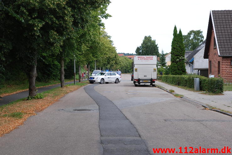 Gasledningsbrud. Svendsgade 137 i Vejle. 07/08-2013. Kl. 16:04.