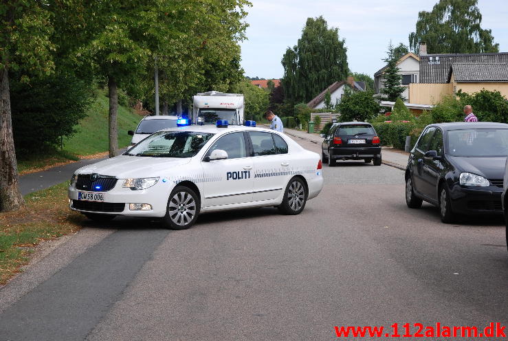 Gasledningsbrud. Svendsgade 137 i Vejle. 07/08-2013. Kl. 16:04.