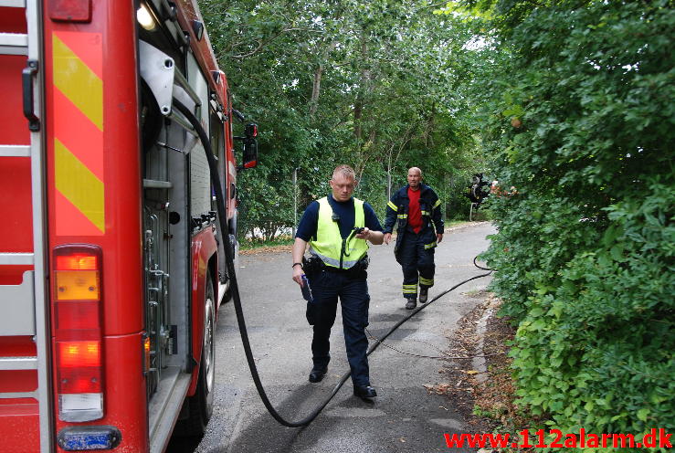 Gasledningsbrud. Svendsgade 137 i Vejle. 07/08-2013. Kl. 16:04.