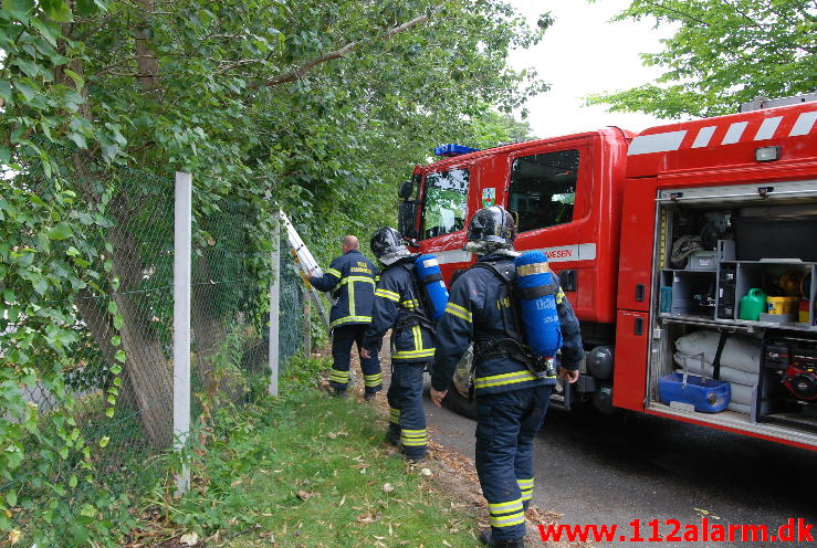 Gasledningsbrud. Svendsgade 137 i Vejle. 07/08-2013. Kl. 16:04.