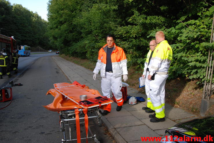 3 Biler var kørt op bag i hinanden. Horsensvej i Vejle. 14/08-2013. Kl. 8:39.