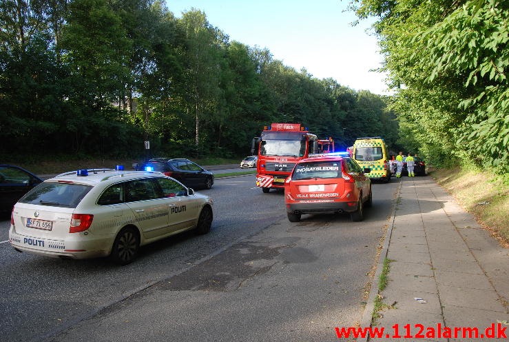 3 Biler var kørt op bag i hinanden. Horsensvej i Vejle. 14/08-2013. Kl. 8:39.