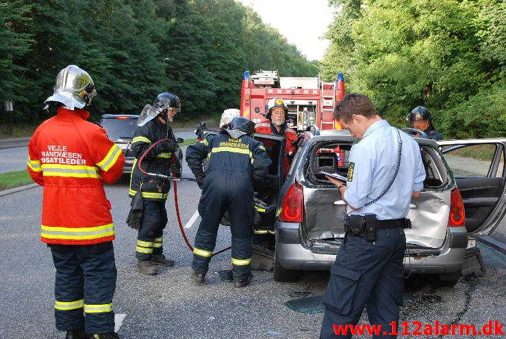 3 Biler var kørt op bag i hinanden. Horsensvej i Vejle. 14/08-2013. Kl. 8:39.