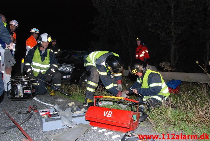 En overhaling gik galt. Rute 28 Motortrafikvejen. 21/08-2013. Kl. 22:03.