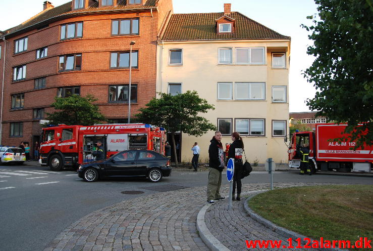 Brand i opgang. Nyboesgade 31 i Vejle. 25/08-2013. Kl. 19:55.