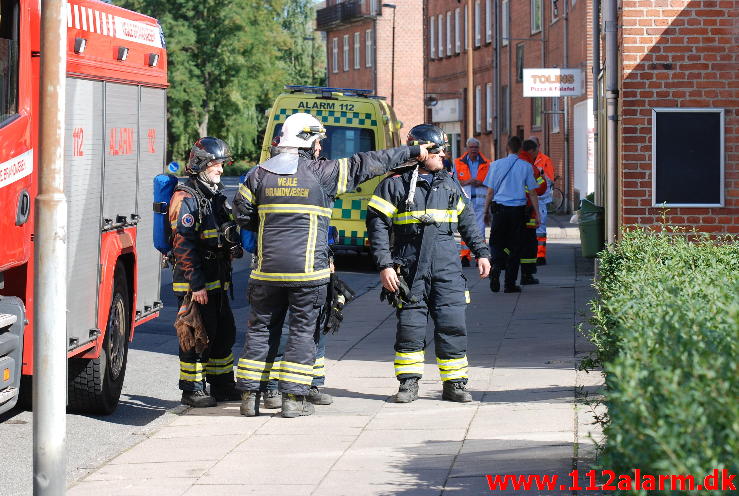 Brand i Etageejendom Svendsgade 13 i Vejle. 26/08-2013. Kl. 15:52.