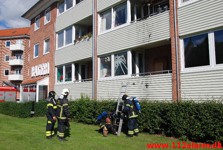 Brand i Etageejendom Svendsgade 13 i Vejle. 26/08-2013. Kl. 15:52.