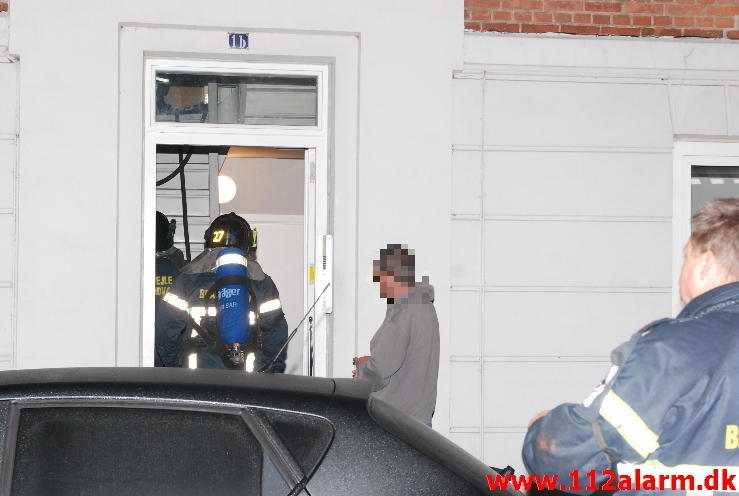 Brand i Køkkenet. Linnemannsgade 1B i Vejle. 14/09-2013. Kl. 02:23.