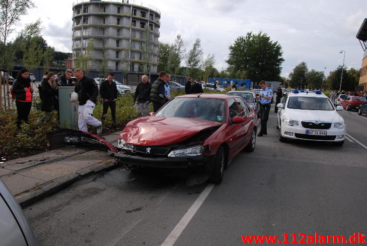 Fik et ildebefindende. Vester Engvej ved Campus Vejle. 25/09-2013. Kl. 11:46.