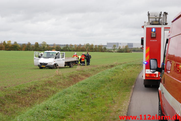 Havnede nede på marken. Skanderborgvej Uldum. 09/10-2013. Kl. 11:10.