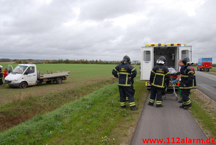 Havnede nede på marken. Skanderborgvej Uldum. 09/10-2013. Kl. 11:10.