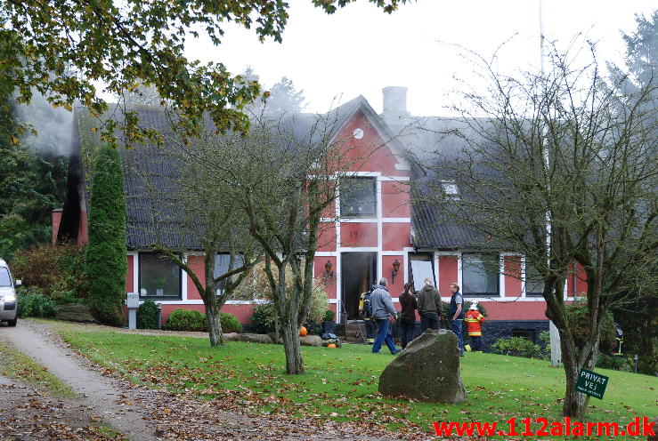 Gårdbrand. Røde Møllevej ved Daugård. 19/10-2013. Kl. 14:55.
