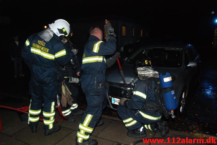 Bilbrand. Finlandsvej 21 i Vejle. 20/10-2013. Kl. 19:33.