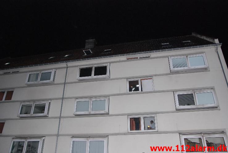 Brand i lejlighed. Vedelsgade 66 i Vejle. 26/10-2013. Kl. 20:05. 