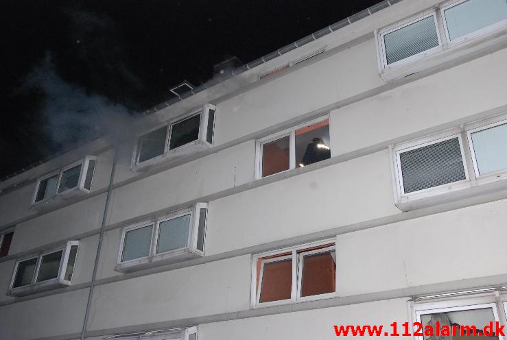 Brand i lejlighed. Vedelsgade 66 i Vejle. 26/10-2013. Kl. 20:05. 