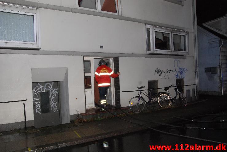 Brand i lejlighed. Vedelsgade 66 i Vejle. 26/10-2013. Kl. 20:05. 