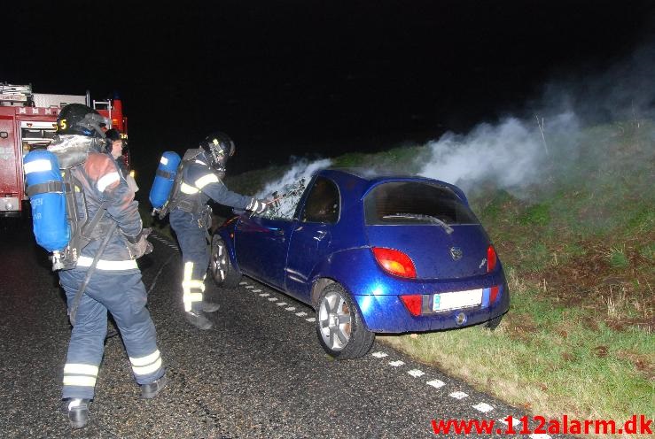 Bilbrand. Vongevej mellem Grejs og Sandved. 27/10-2013. Kl. 19:34.