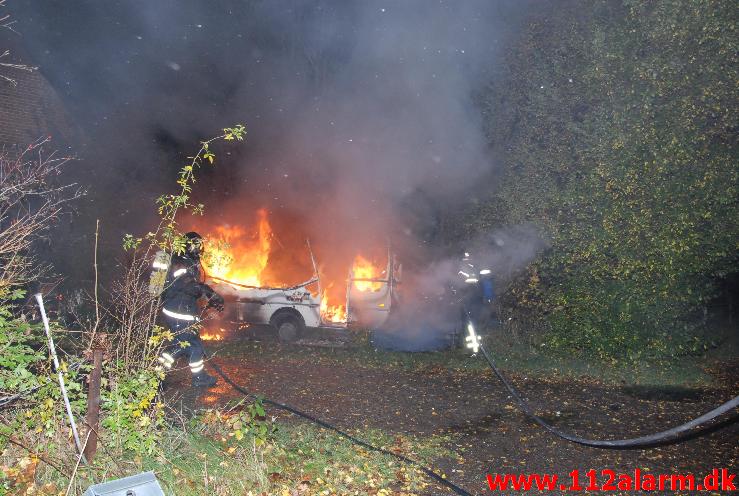 Brand i Campingvogn. Vongevej Fløjstrup. 27/10-2013. Kl. 22:32.