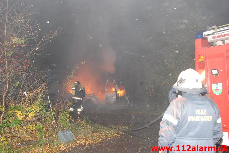 Brand i Campingvogn. Vongevej Fløjstrup. 27/10-2013. Kl. 22:32.