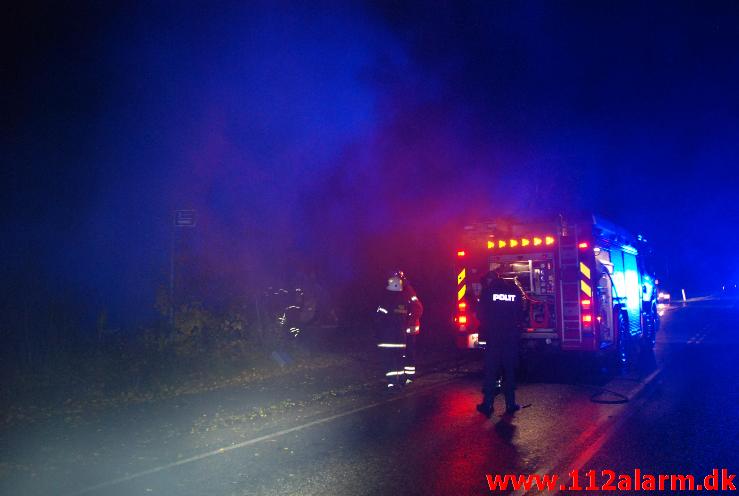 Brand i Campingvogn. Vongevej Fløjstrup. 27/10-2013. Kl. 22:32.