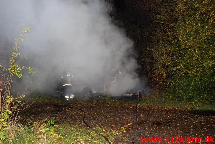 Brand i Campingvogn. Vongevej Fløjstrup. 27/10-2013. Kl. 22:32.