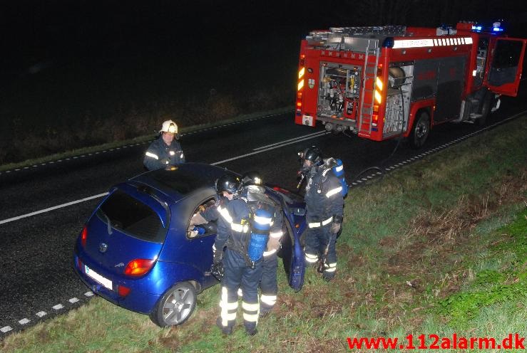 Bilbrand. Vongevej mellem Grejs og Sandved. 27/10-2013. Kl. 19:34.