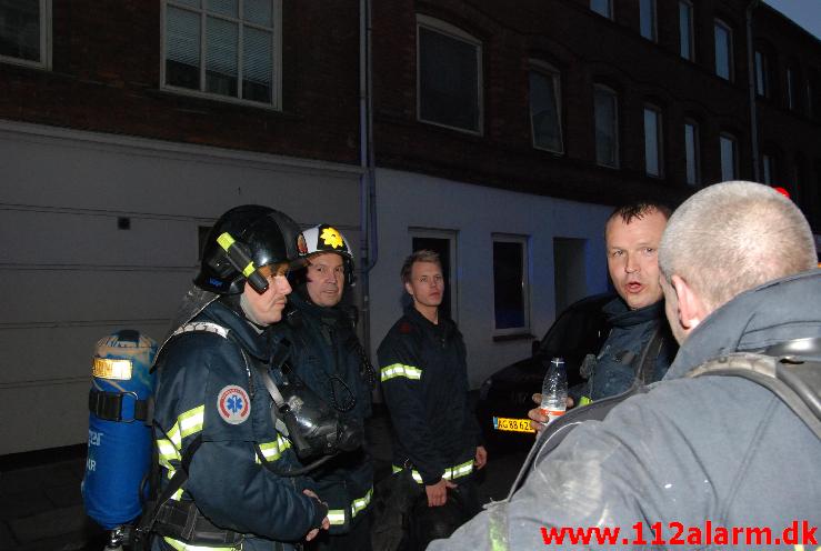 Gasflaske eksploderede i Lejligheden. Vedelsgade 38 i Vejle. 04/11-2013. Kl. 16:20.