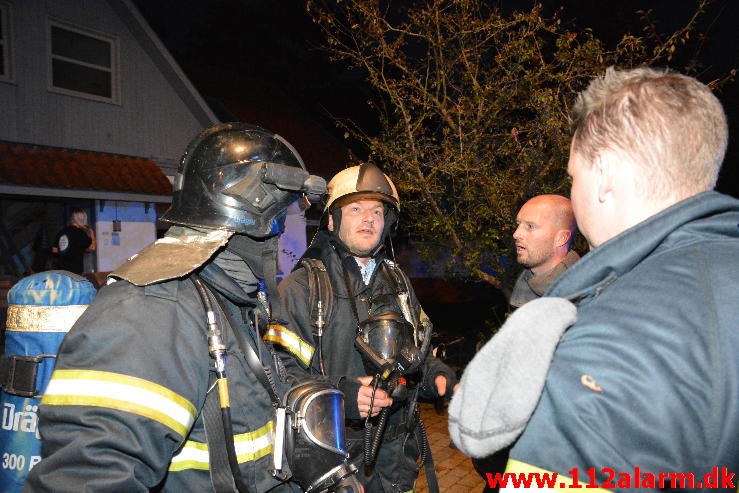 Bygn.brand-Etageejendom. Amaliegade i Børkop. 17/09-2014. Kl. 19:57.