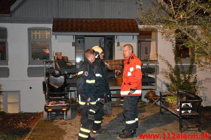 Bygn.brand-Etageejendom. Amaliegade i Børkop. 17/09-2014. Kl. 19:57.