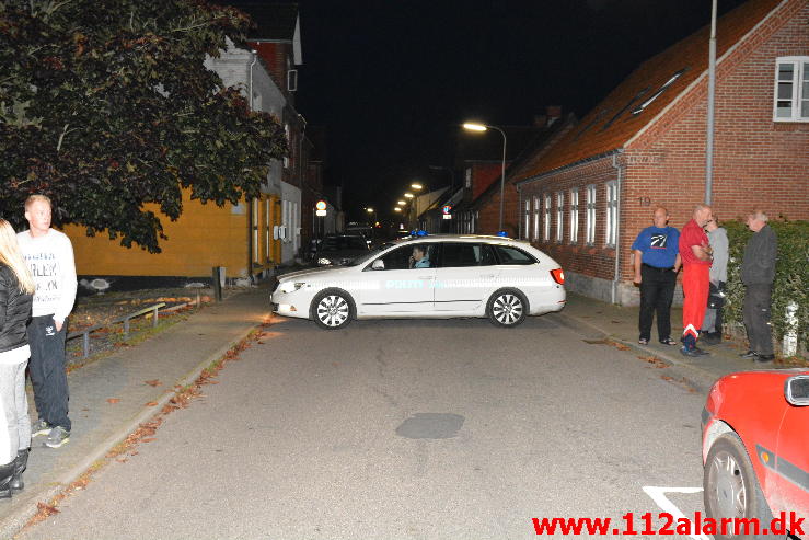 Bygn.brand-Etageejendom. Amaliegade i Børkop. 17/09-2014. Kl. 19:57.