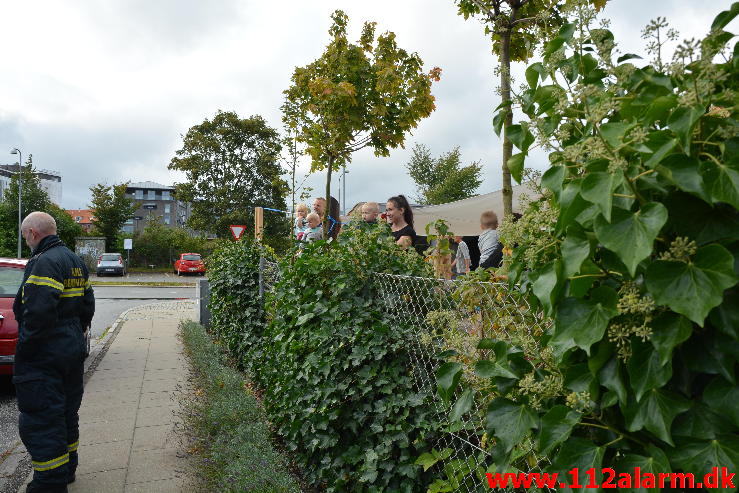 Brand i institution børnehuset. Danmarksgade i Vejle. 26/09-2014. Kl. 14:58.