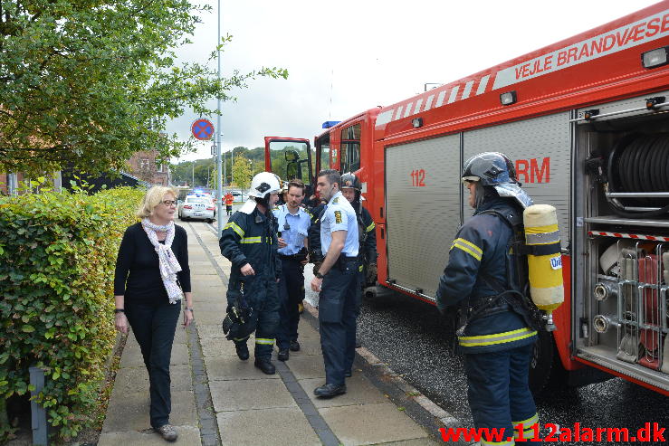 Brand i institution børnehuset. Danmarksgade i Vejle. 26/09-2014. Kl. 14:58.