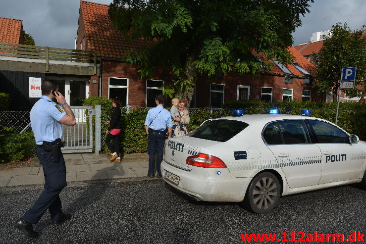 Brand i institution børnehuset. Danmarksgade i Vejle. 26/09-2014. Kl. 14:58.