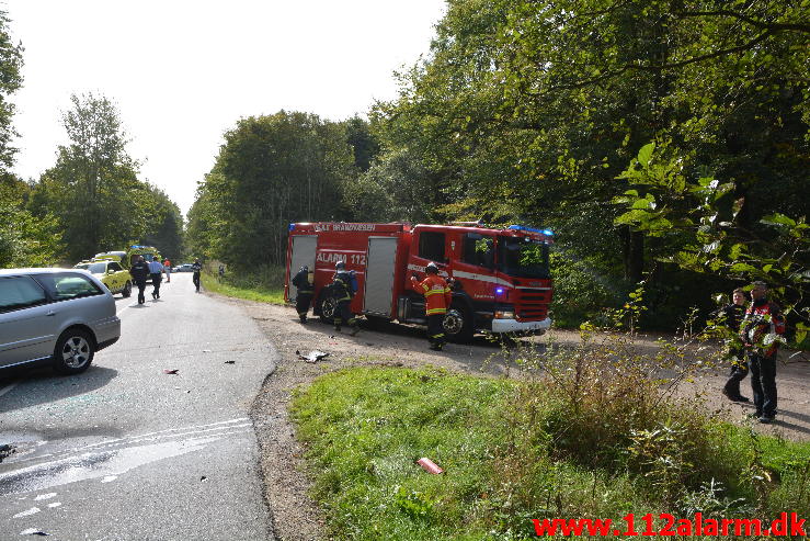 FUH med fastklemt. Munkebjergvej ved Vejle. 28/09-2014. Kl. 12:50.