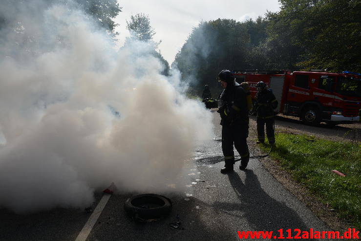 FUH med fastklemt. Munkebjergvej ved Vejle. 28/09-2014. Kl. 12:50.