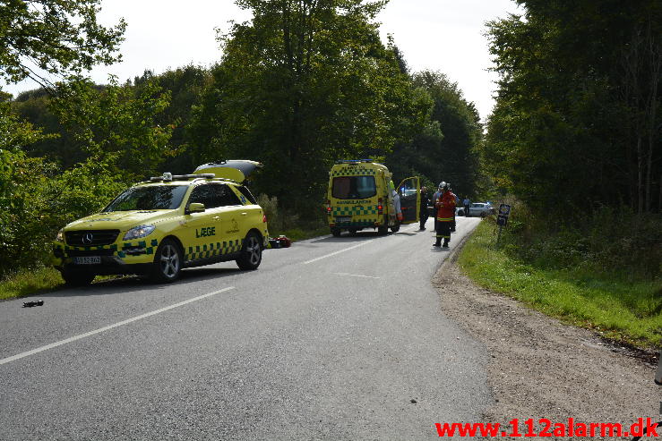 FUH med fastklemt. Munkebjergvej ved Vejle. 28/09-2014. Kl. 12:50.